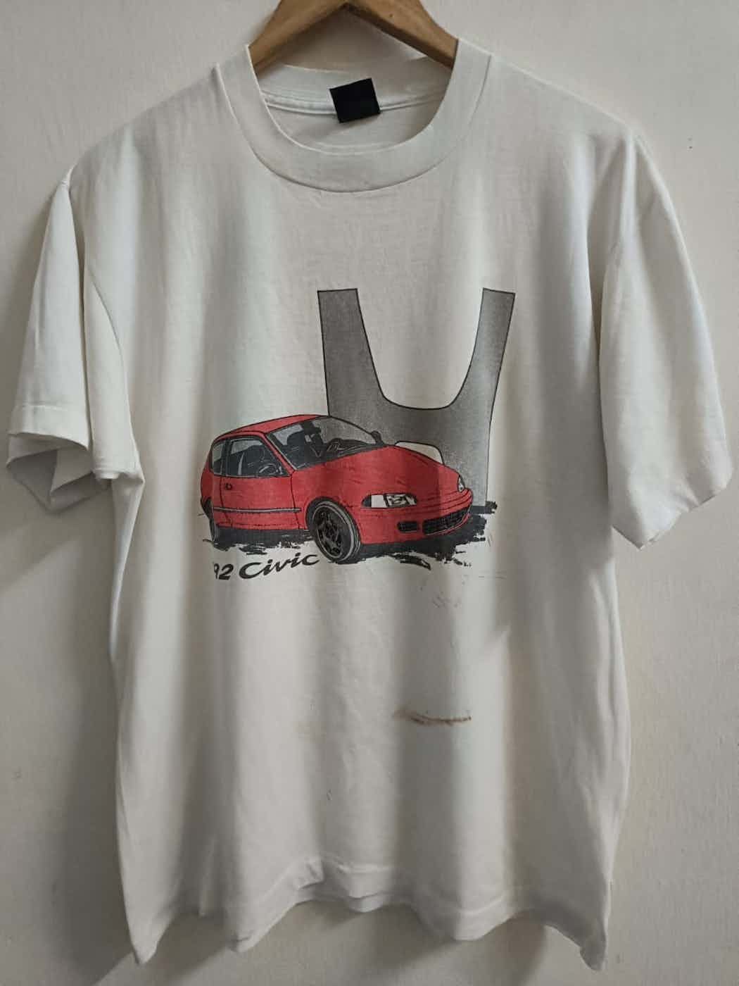 image of Vintage 90's Honda Civic 5Th Anniversary Tee in Vintage White, Men's (Size XL)