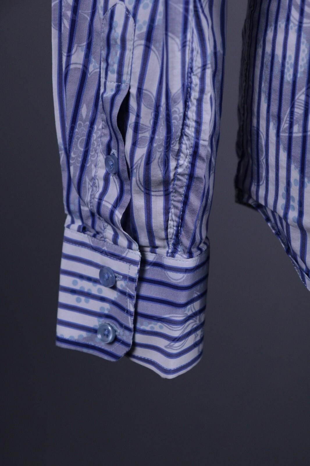 Desigual Desigual Blue Stripe Regular Allover Print Shirt Size M Size US M / EU 48-50 / 2 - 12 Thumbnail