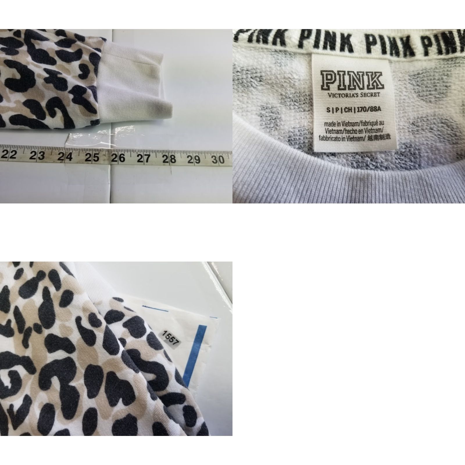 Victoria's Secret Victoria's Secret PINK Cheetah Print Sweater Womens Small Pullover Crewneck Sweatshirt Gray Cotton Blend Activewear Size S / US 4 / IT 40 - 8 Thumbnail