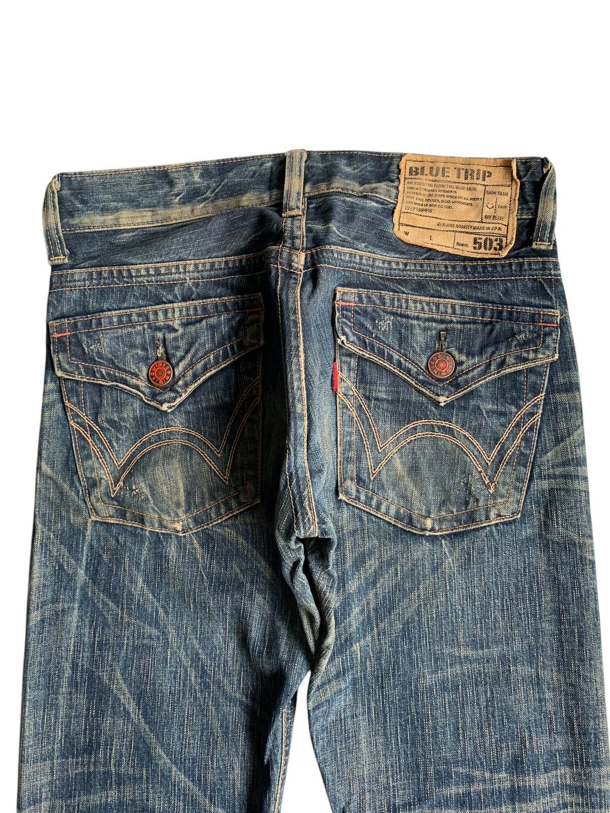 Tornado Mart FLARE 💥 EDWIN 503 MUDMAX PUNK STYLE DISTRESSED DENIM☠️ Size US 31 - 7 Thumbnail