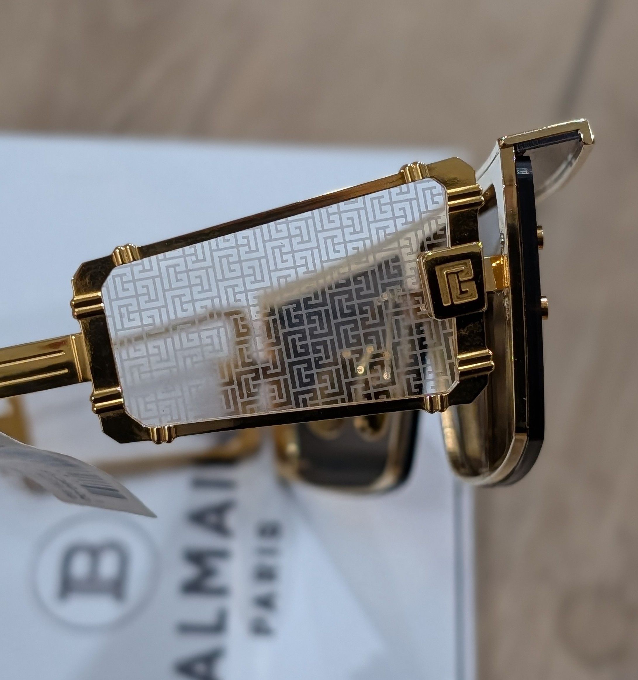 Balmain BALMAIN 75mm Shield Novelty Sunglasses Gold/Gold/Red Size ONE SIZE - 4 Thumbnail