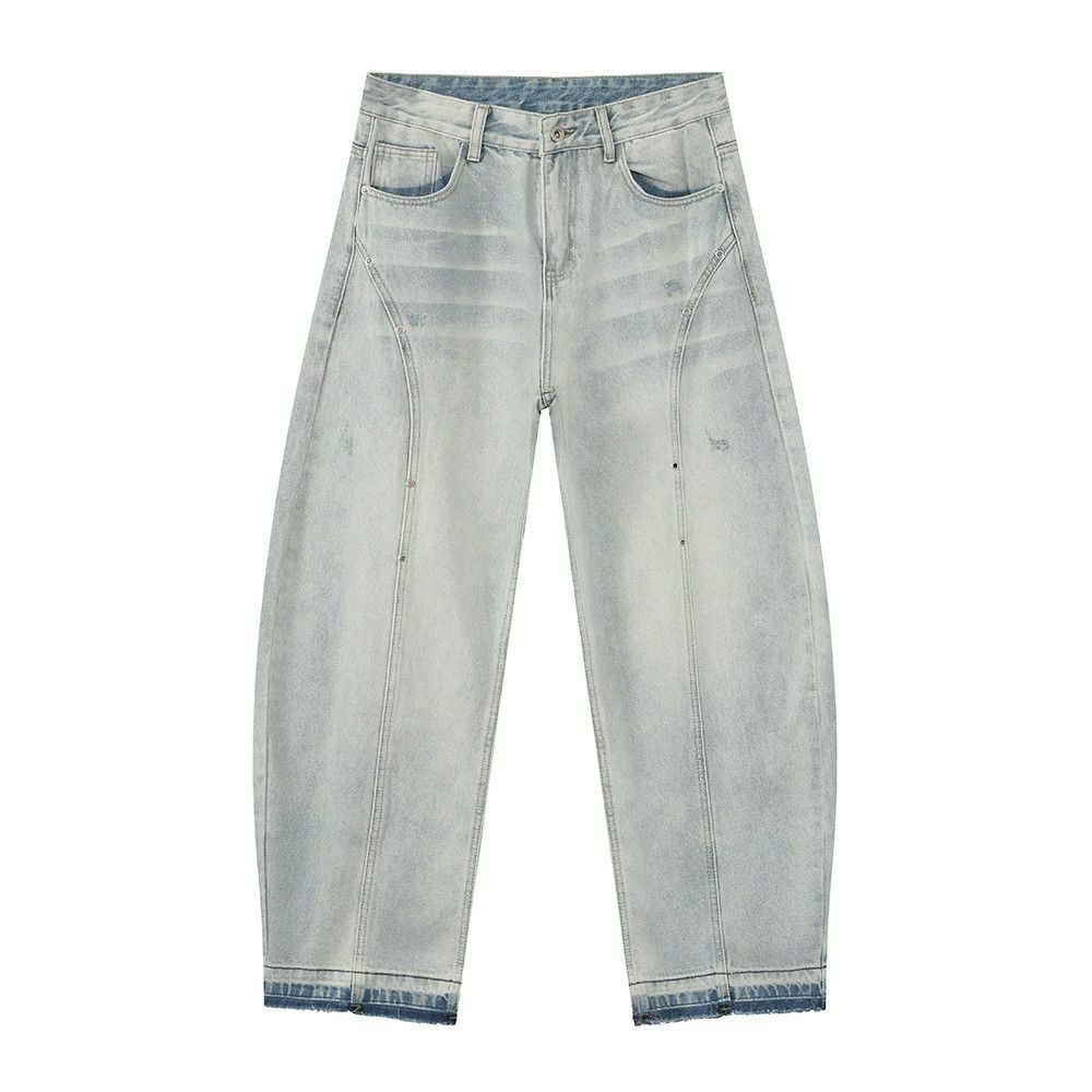 Jean Men's washed patchwork wide-leg straight scimitar jeans Size US 32 / EU 48 - 6 Thumbnail