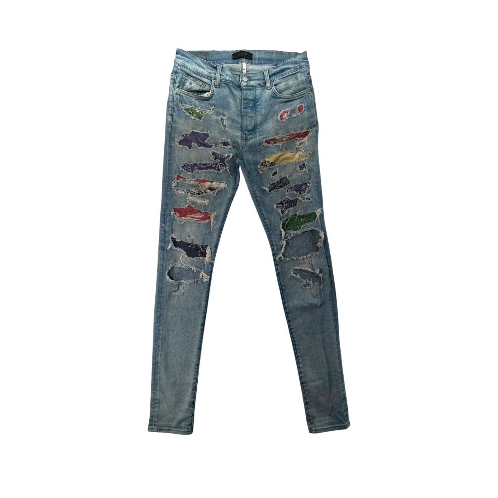 Amiri AMIRI MX1 Rainbow Paisley Patch Jeans - Light Indigo | Grailed