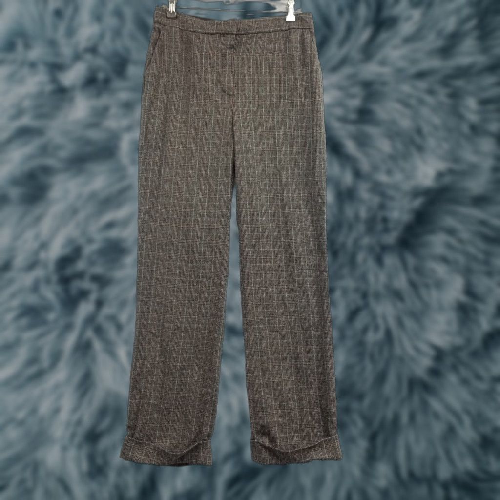 Massimo Dutti Massimo Dutti Trousers Women Straight Wool Blend Brown Size 10 Comfort Geometric Pattern Size 32" / US 10 / IT 46 - 1 Thumbnail