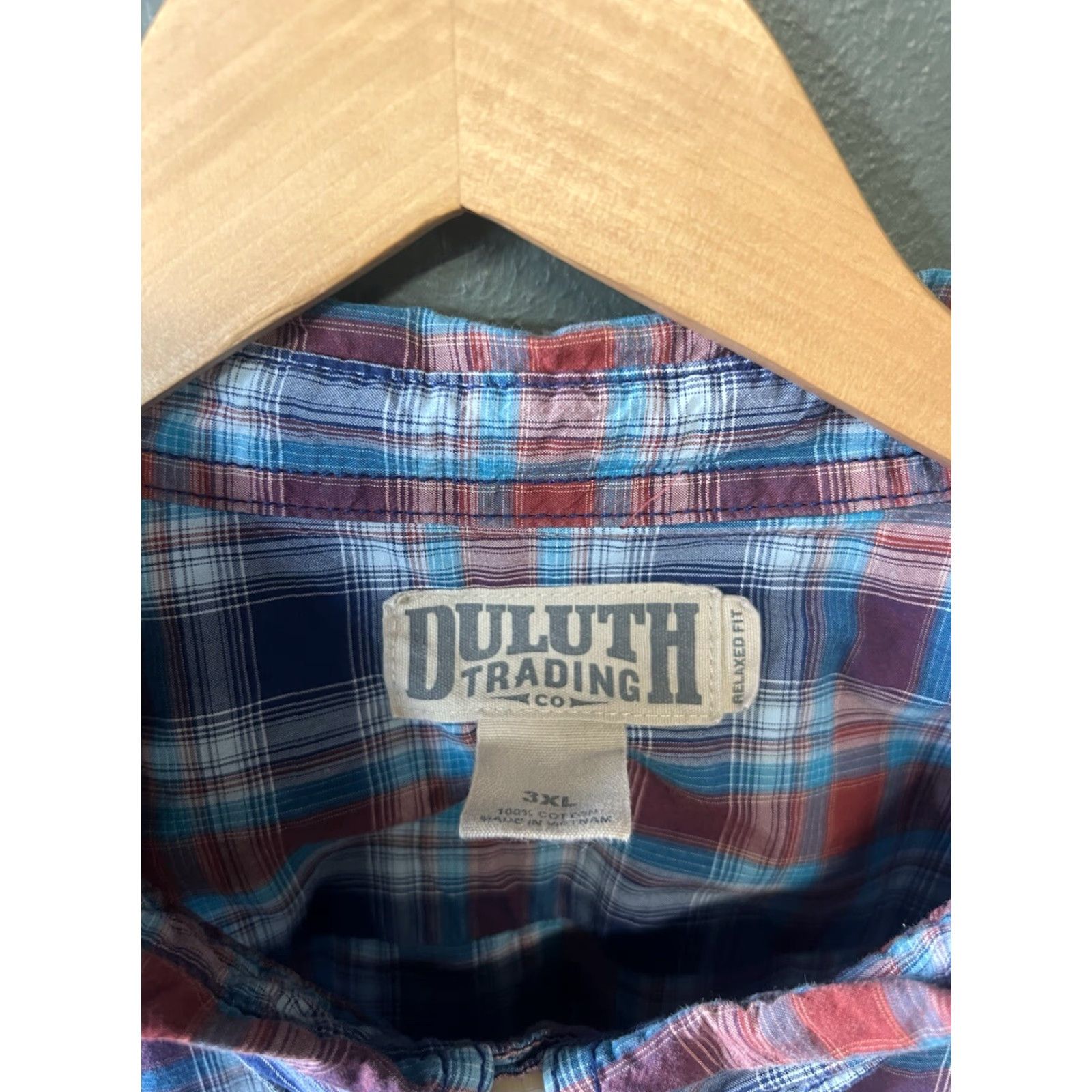 Vintage Duluth Trading Co. Mens Blue Red Checkered Long Sleeve Button Up Shirt 3XL Size US XXL / EU 58 / 5 - 3 Thumbnail