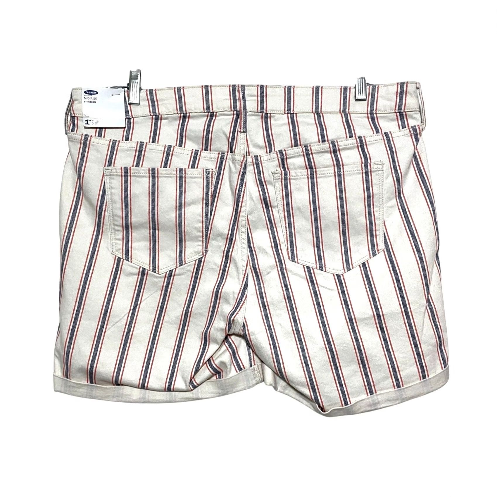 Old Navy Old Navy Shorts Women 16 Cuffed Button Fly Red White Blue Retro Boho Summer NWT Size 38" / US 16 / IT 52 - 2 Thumbnail