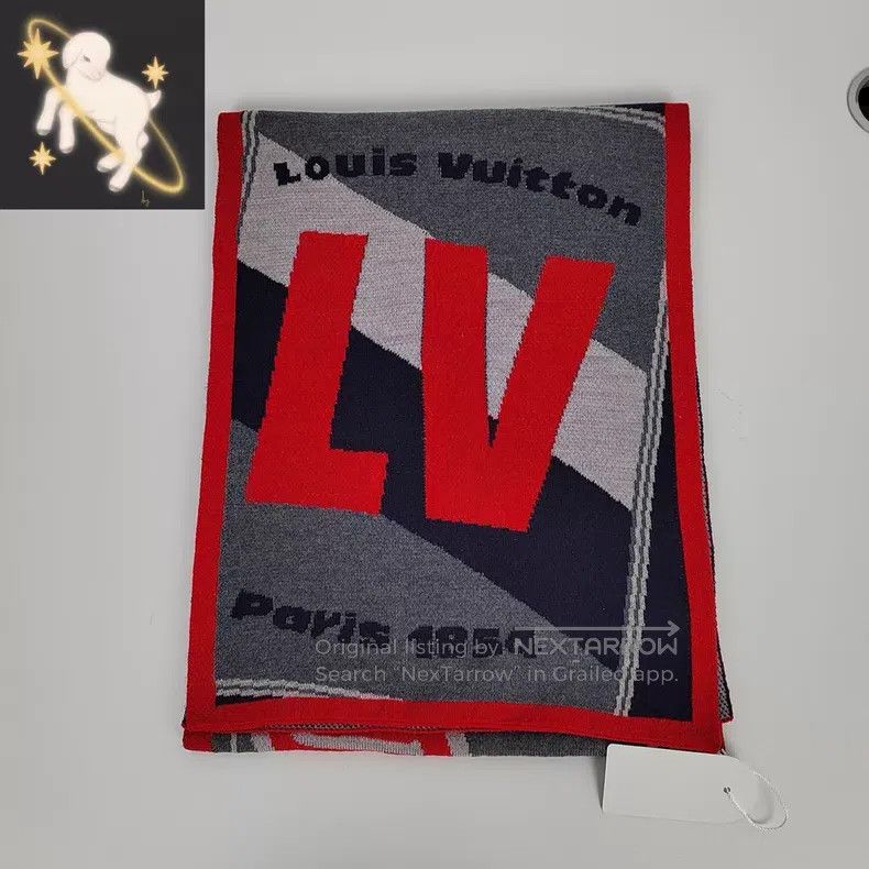 Louis Vuitton Louis Vuitton Red and grey colour block wool scarf Size ONE SIZE - 1 Thumbnail