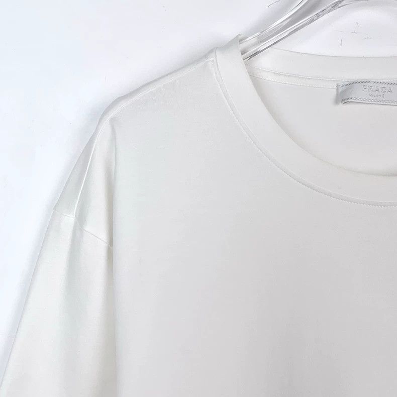 Prada Prada Logo letter embroidery round neck white cotton short- Size US XXL / EU 58 / 5 - 3 Thumbnail