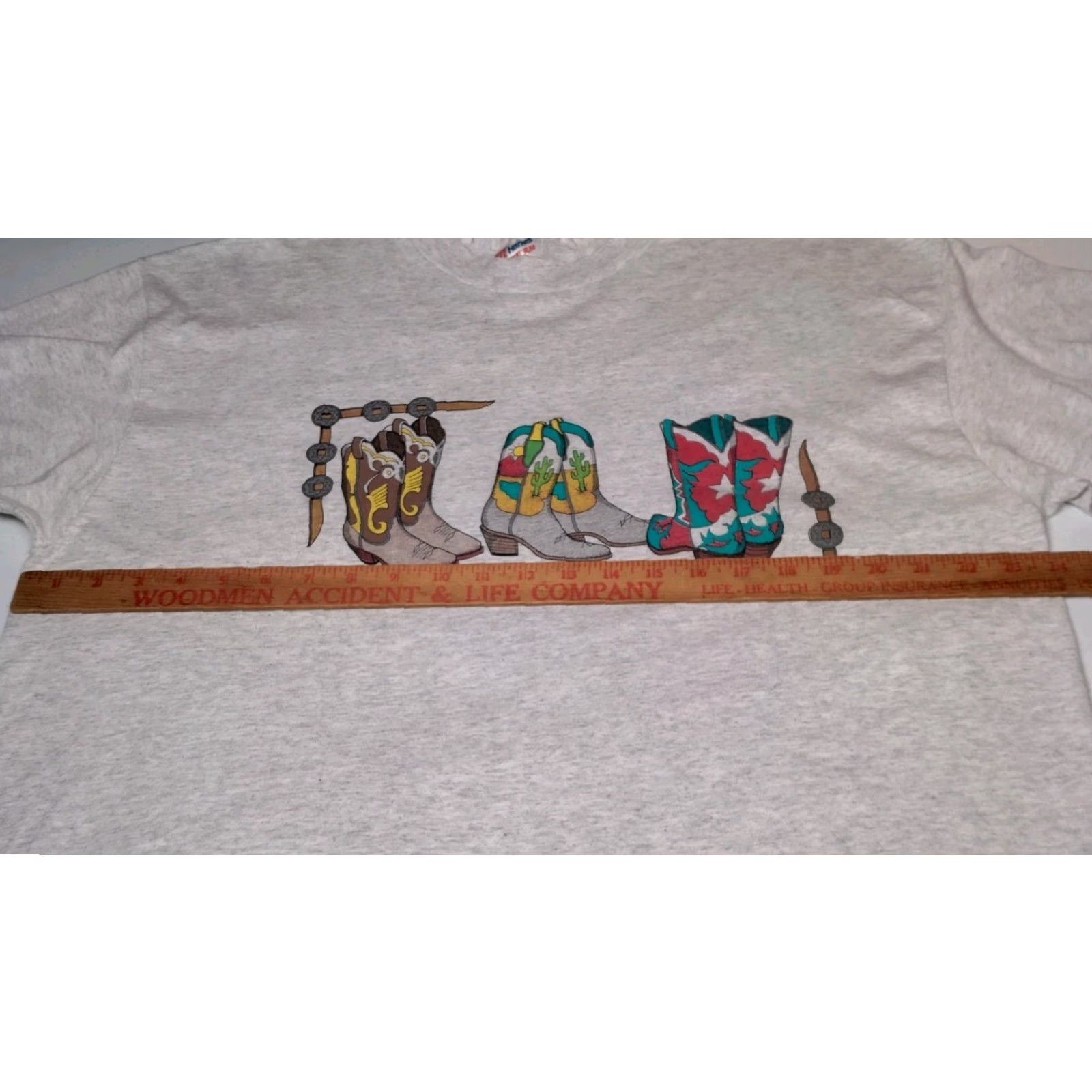 Hanes Vintage Western Cowboy Boots Shirt XL Boot Graphic Single Stitch Gray Wings Size US XL / EU 56 / 4 - 5 Thumbnail