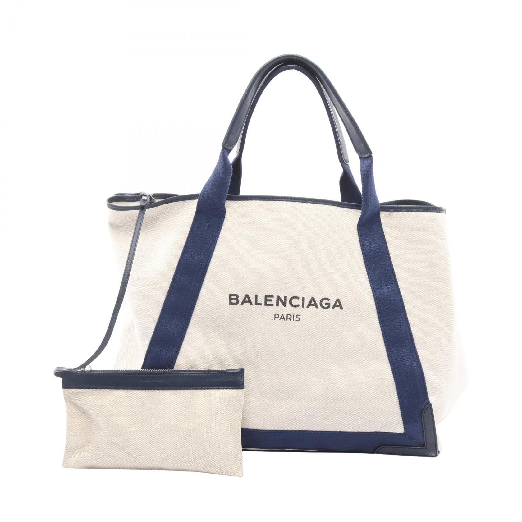 Balenciaga Balenciaga Balenciaga Navy Cabas Canvas Leather Tote Bag Textile Tote Bag 339936 DUTY FREE for USA Size ONE SIZE - 1 Thumbnail