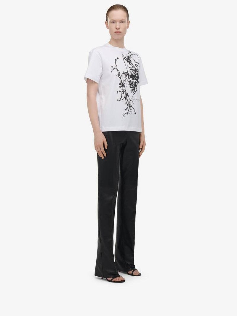 Alexander McQueen o1srvl11e0326 Blossom Skull Oversized T-Shirt in White Size S / US 4 / IT 40 - 4 Thumbnail