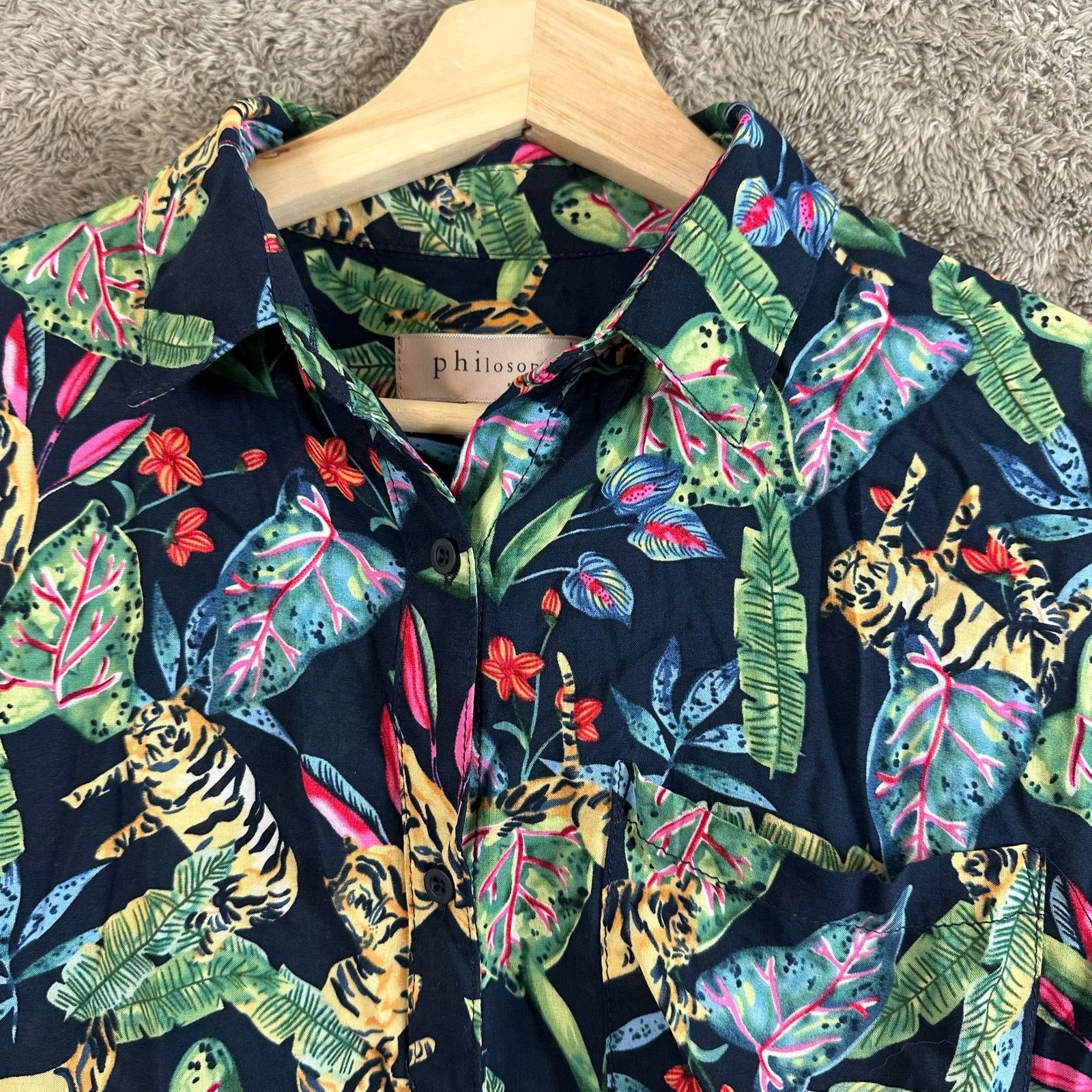 Other Philosophy Tropical Tiger Crop Shirt Top Fray Edge XS Size XS / US 0-2 / IT 36-38 - 4 Thumbnail