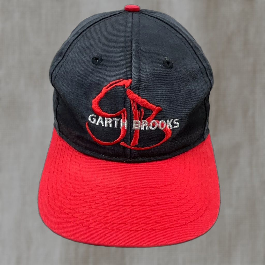 Brooks VINTAGE Garth Brooks Hat Cap Snapback Black Red Country Music Band Tour Rap Tee Size ONE SIZE - 1 Thumbnail