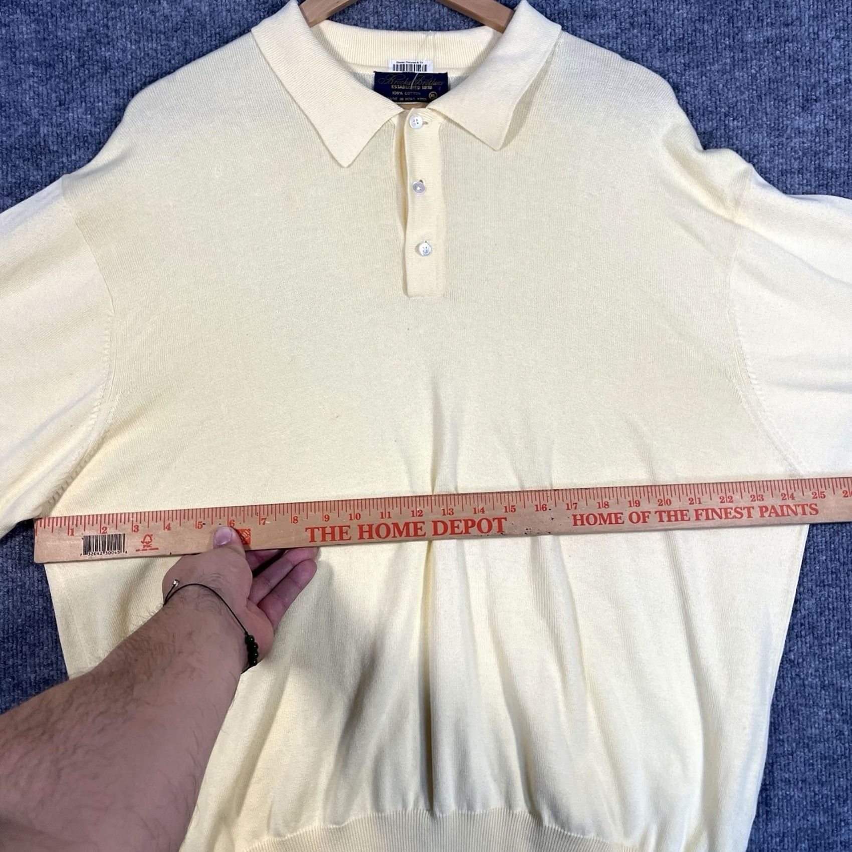 Brooks Brothers VINTAGE Brooks Brothers Country Club Polo Sweater XL Yellow Mens Long Sleeve Pullover 100% Cotton 90s Size US XL / EU 56 / 4 - 4 Thumbnail