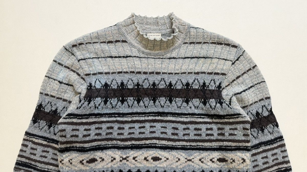 Dries Van Noten Illusion Patterned Knit Wool Sweater Size US L / EU 52-54 / 3 - 5 Thumbnail