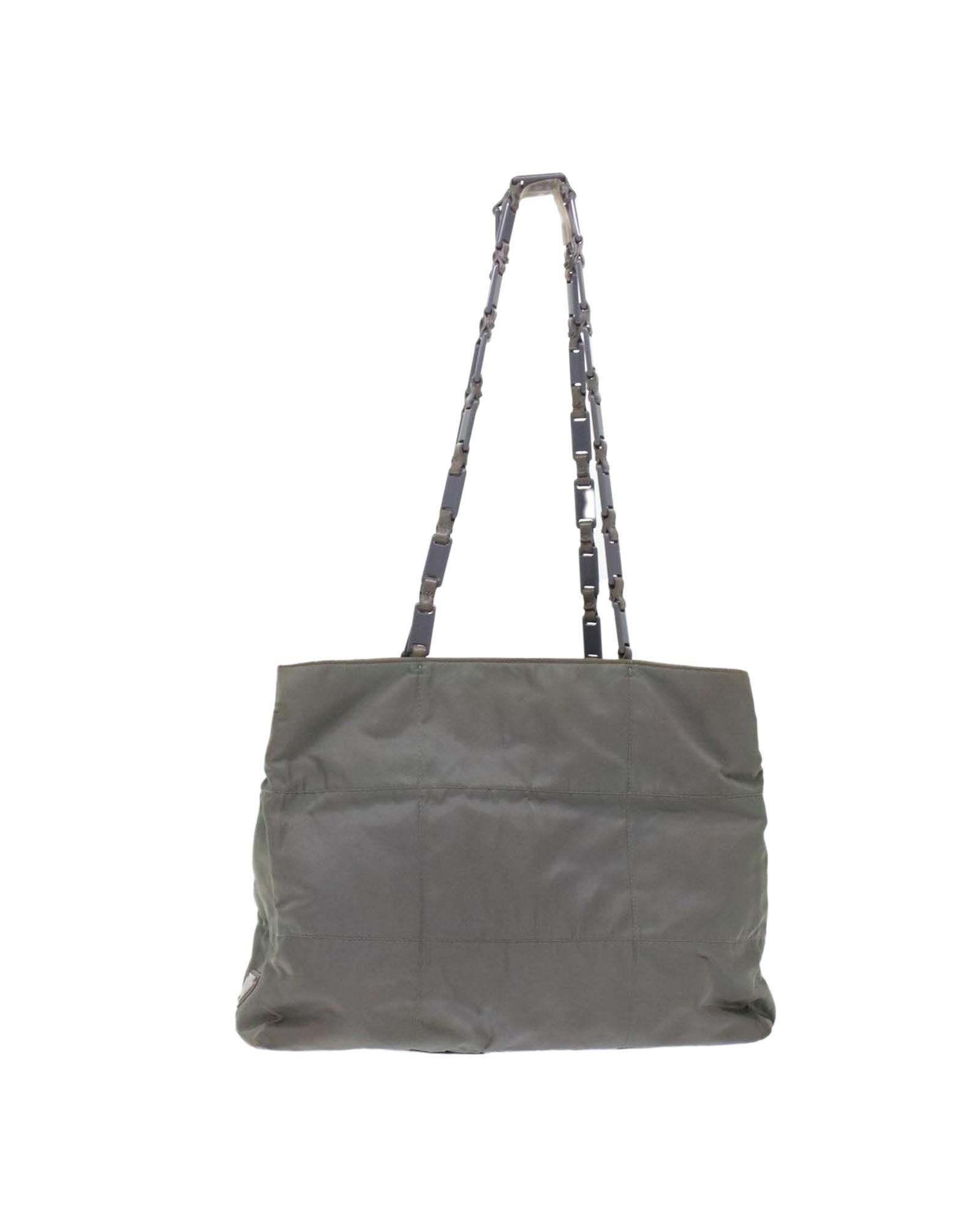 image of Prada Quilted Gray Nylon Shoulder Bag in Grey, Women's