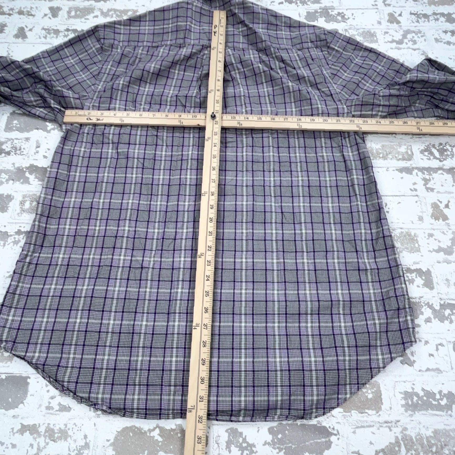 Peter Millar Peter Millar Shirt Men L Purple Button Up Plaid Dress Poplin Flat Pocket Size 42R - 6 Thumbnail