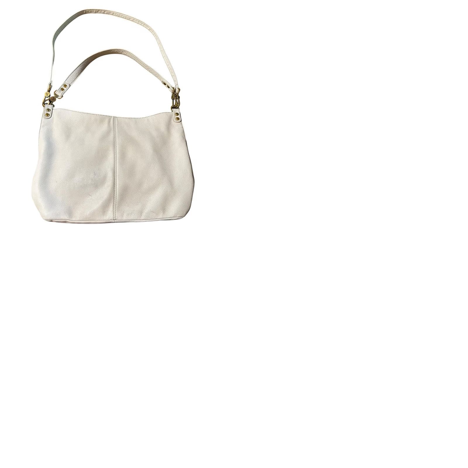 Vintage Hobo Women White Pebbled Leather Purse Shoulder HandBag Double Handles Size ONE SIZE - 12 Thumbnail
