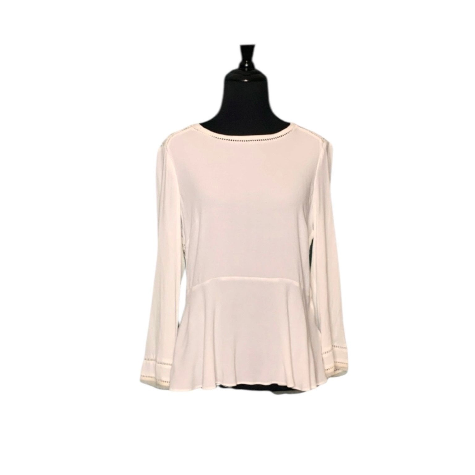 Rebecca Taylor Rebecca Taylor cream crepe lace peplum blouse 4 Size S / US 4 / IT 40 - 6 Thumbnail