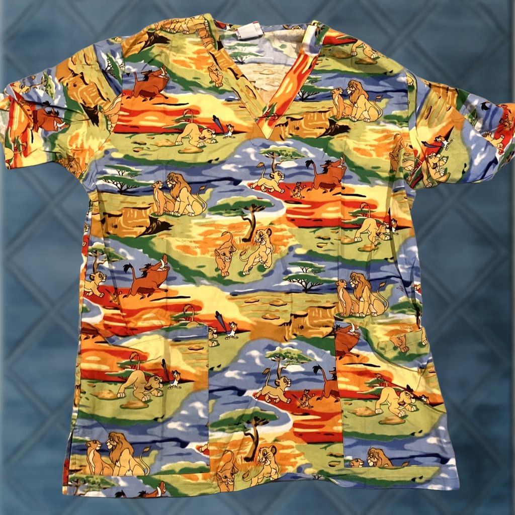 Disney Disney Lion King Medical Scrub Top - Small - Women - Beautiful - Movie Scene Design - Multi-Color - S Size US S / EU 44-46 / 1 - 1 Thumbnail