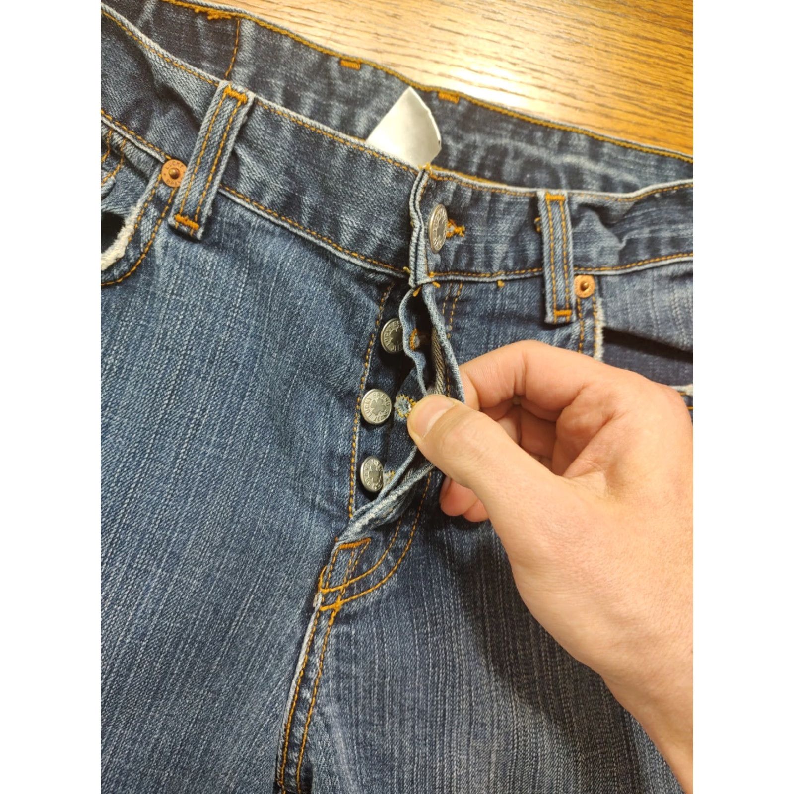 Lucky Brand VINTAGE Lucky Brand Easy Rider Jeans Womens 8 X 32 Bootcut Button Fly USA Denim Blue Size 30" / US 8 / IT 44 - 5 Thumbnail