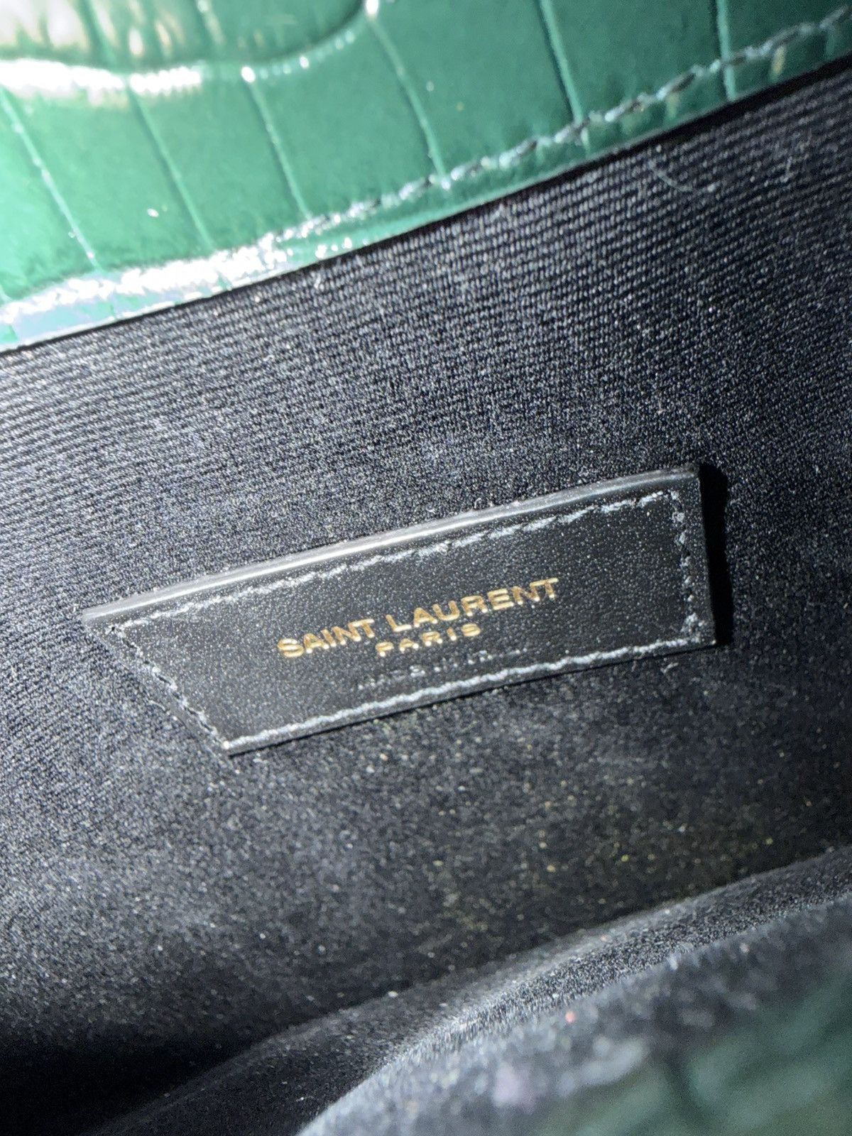 Saint Laurent Paris YSL Womens Uptown Pouch in Green Crocodile Size ONE SIZE - 4 Thumbnail
