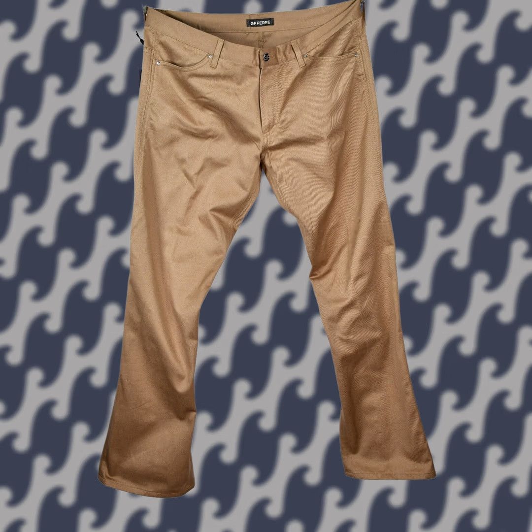 Vintage GF FERRE Pants Men Wide-Leg 5-Pocket Zip Detalis Size 40 Beige Vintage? No Size US 40 / EU 56 - 1 Thumbnail