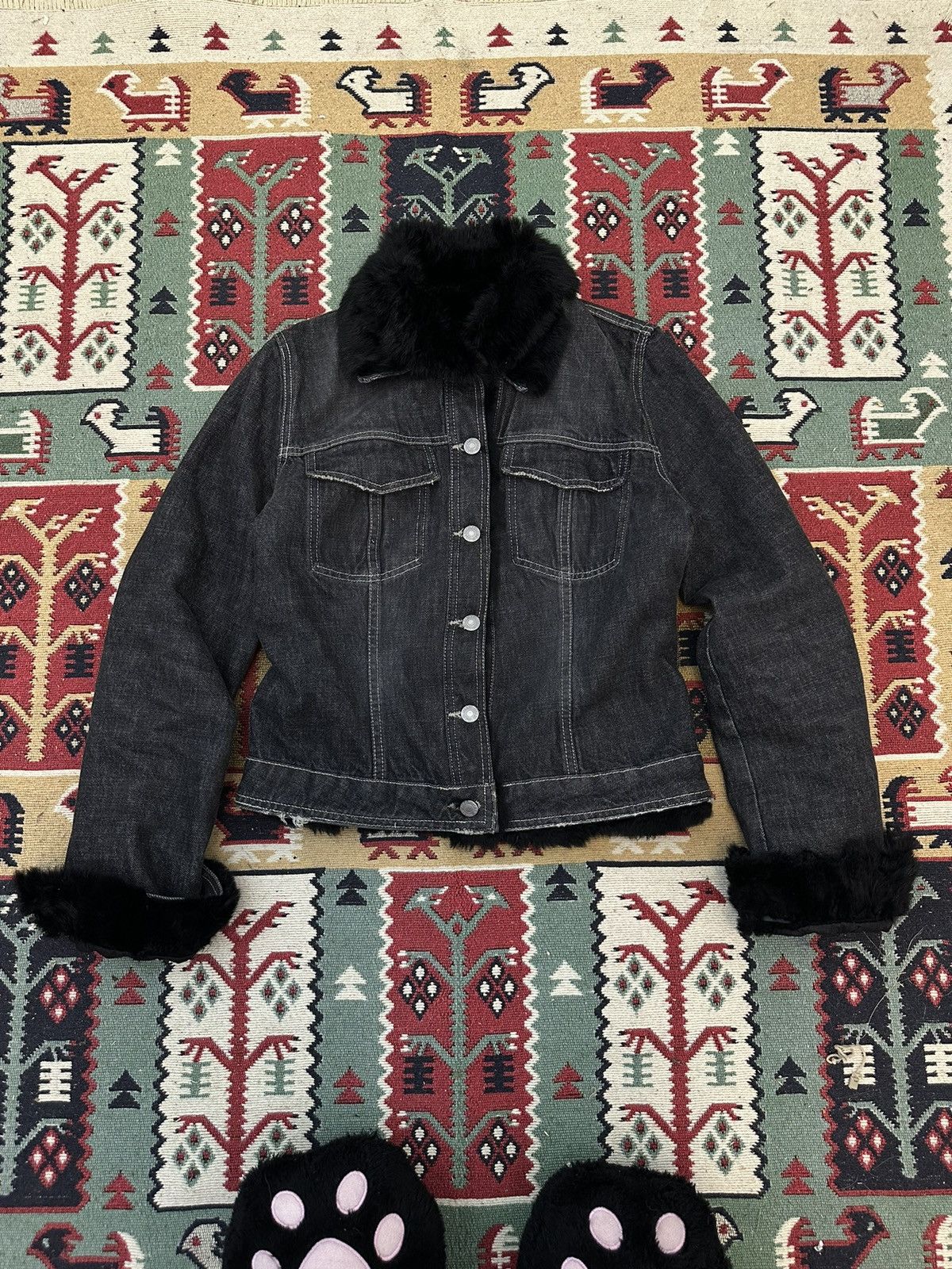 Pinko Vintage Pinko Denim Real Fur Avantgarde Jacket Size S / US 4 / IT 40 - 1 Thumbnail