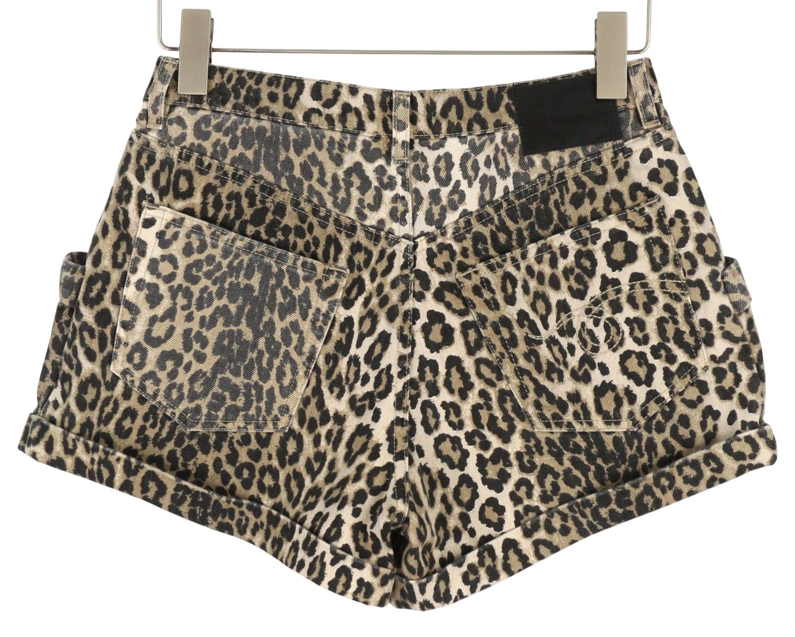 R13 POUCH POCKET 24 Denim Rigid Leopard Turn-Up Shorts 85097 Size 24" / US 00 / IT 34 - 4 Thumbnail