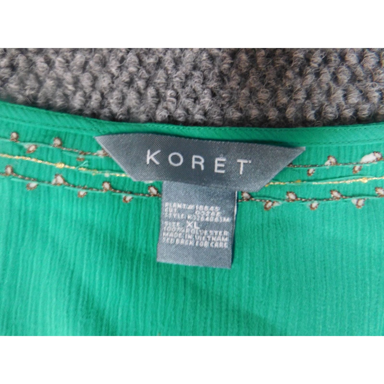 Vintage Koret Womens Tank Top XL Green Floral Knit Pullover Sleeveless Round Neck Casual Stretch Basic Size XL / US 12-14 / IT 48-50 - 4 Thumbnail
