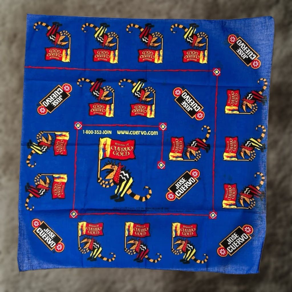 Vintage Vintage 90s Jose Cuervo Tequila Bandana Handkerchief USA Made 1997 Cuervo Gold Size ONE SIZE - 1 Thumbnail