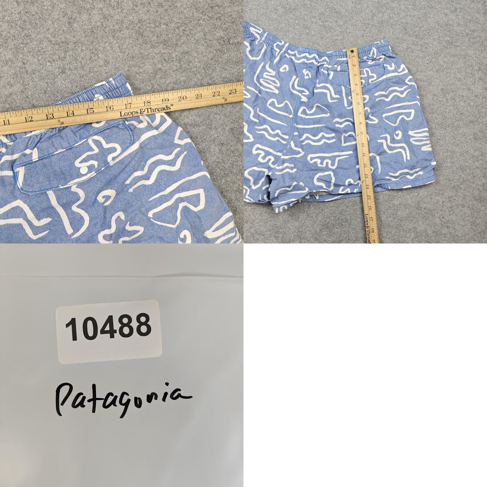 Patagonia Patagonia Swim Trunks Mens XL Blue Geometric Drawstring Pockets Cotton Size US 36 / EU 52 - 8 Thumbnail