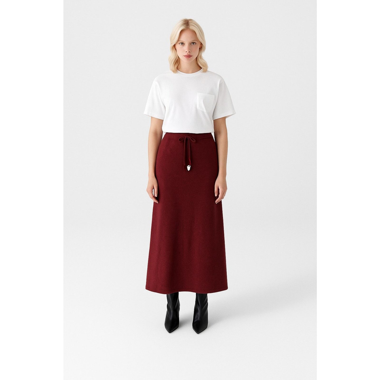 Other Yansi Fugel 100% Cashmere Maxi Skirt Burgundy Wine Size XL Size 40" / US 18 - 3 Thumbnail