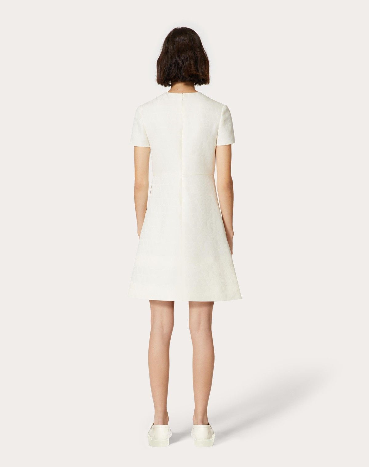 Valentino o1s1wg110525 Toile Iconographe Short Dress in White Size S / US 4 / IT 40 - 5 Thumbnail