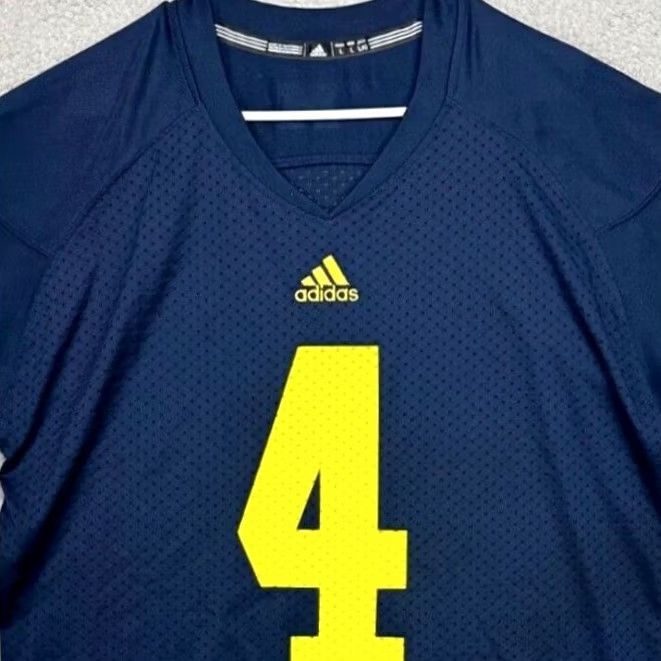 Adidas Adidas Michigan Wolverines Shirt Mens Large Blue Football Jersey V-Neck Athletic Size US L / EU 52-54 / 3 - 2 Thumbnail