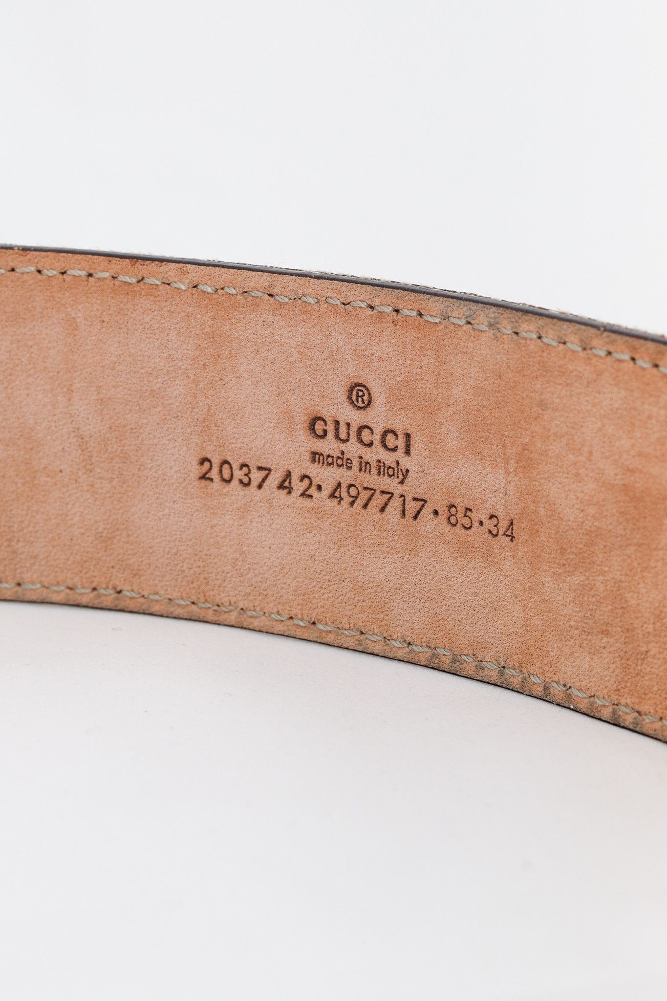 Gucci Gucci Beige GG Monogram Canvas Leather-Trim Belt Size ONE SIZE - 4 Thumbnail