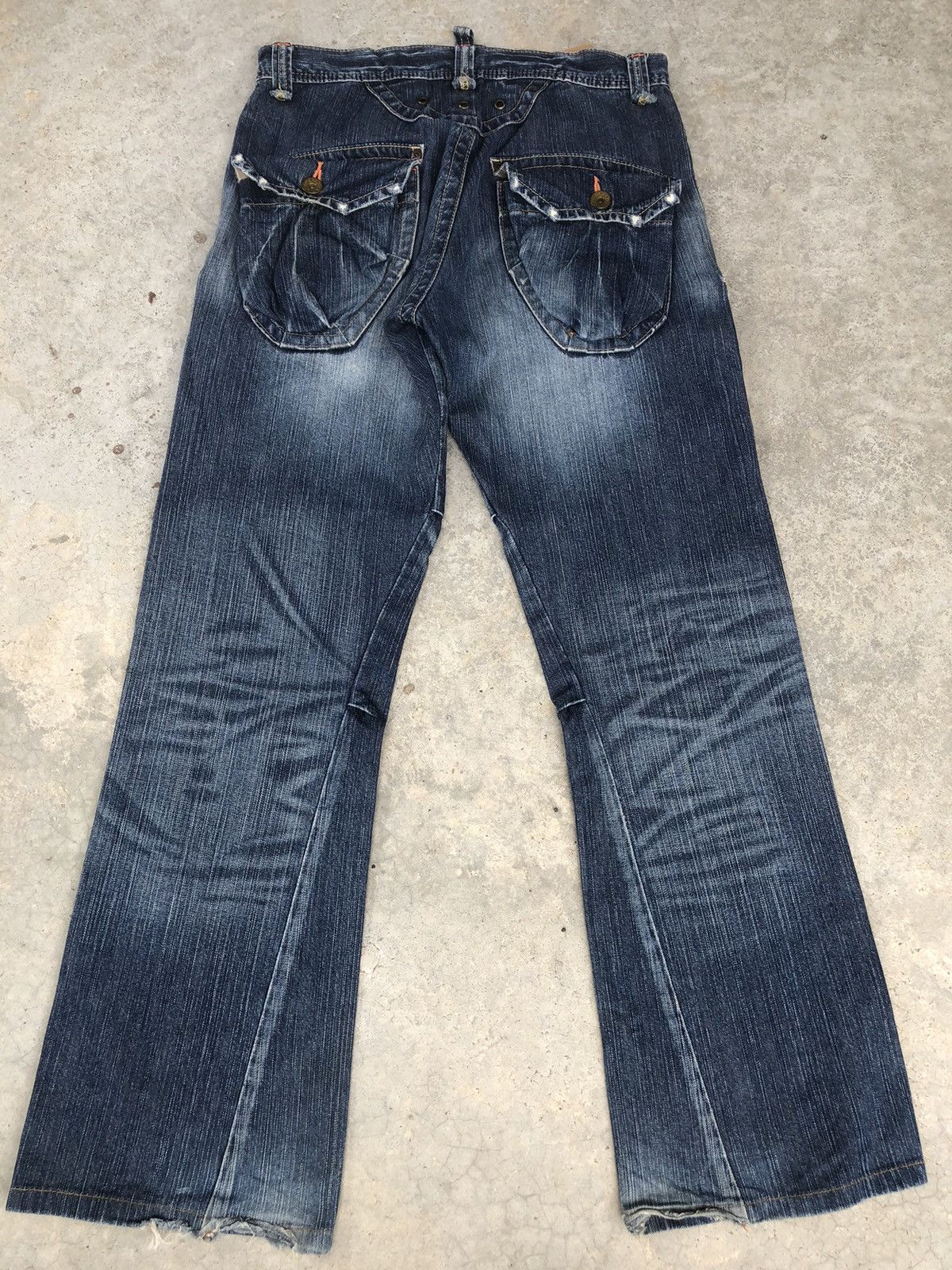 image of Flare Jeans Edwin Distressed Jeans Cargo Pants in Blue, Men's (Size 32)