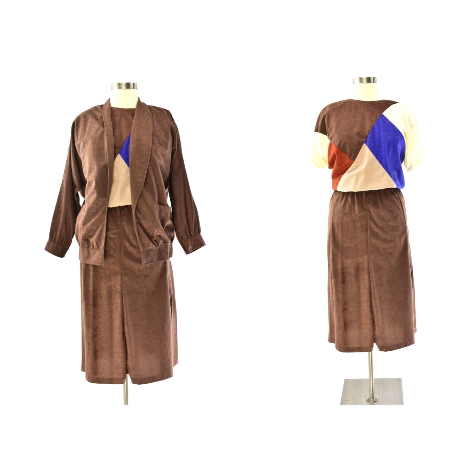 image of 80's Vintage 3 Piece Skirt Suit Set Jacket Top Skirt Womens L Teddi Sport in White
