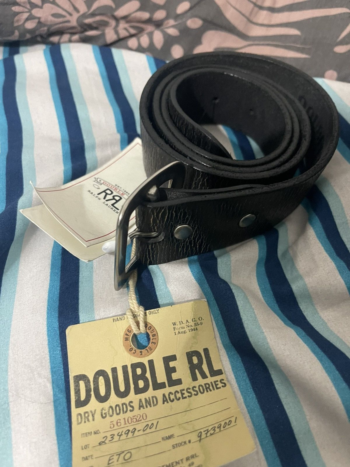 RRL Ralph Lauren RRL Double RL “New Burling” Black Leather Belt Size 34 - 5 Thumbnail