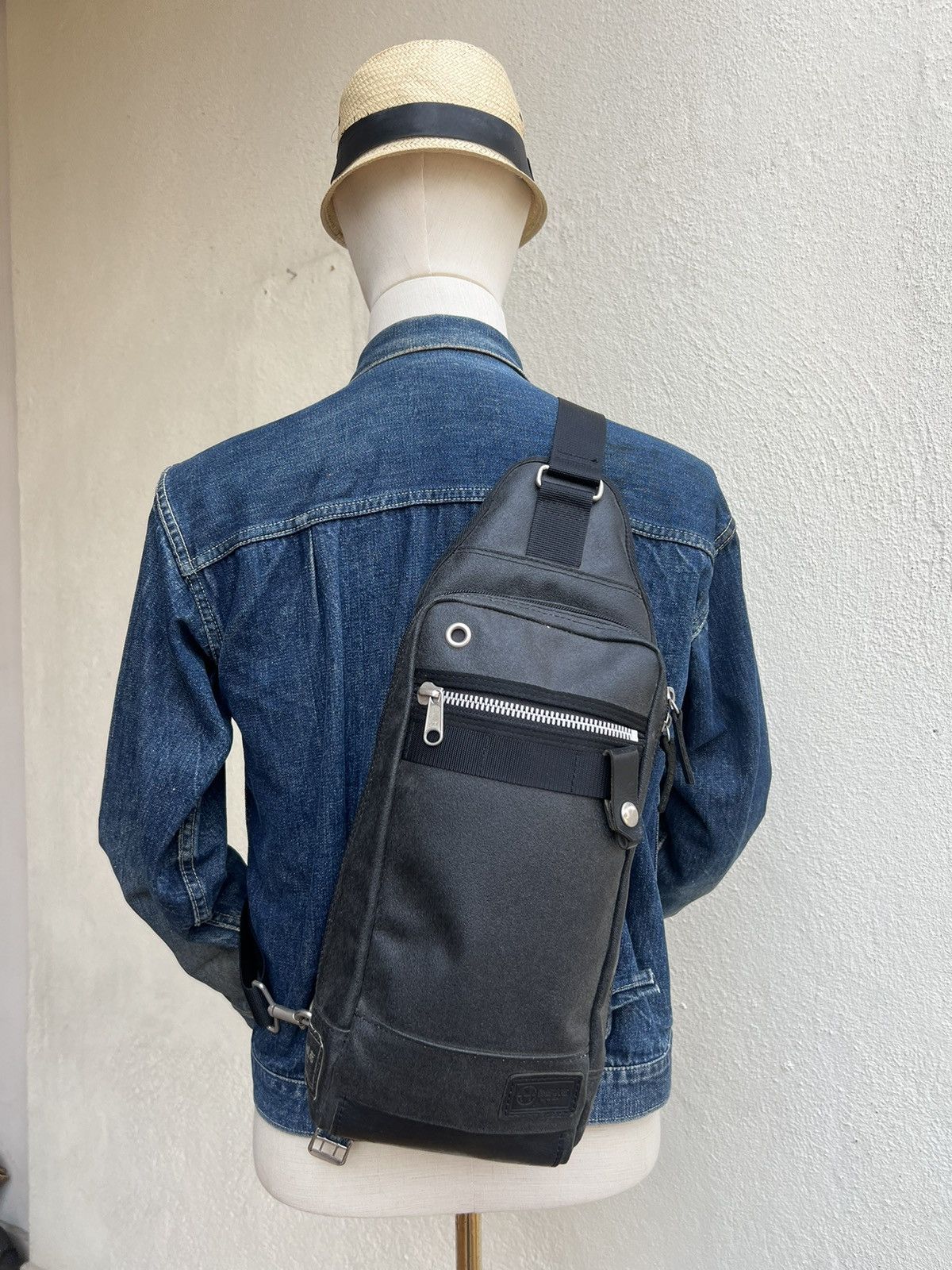 Vintage SEAL Japan Waxed Canvas Leather Crossbody Bag