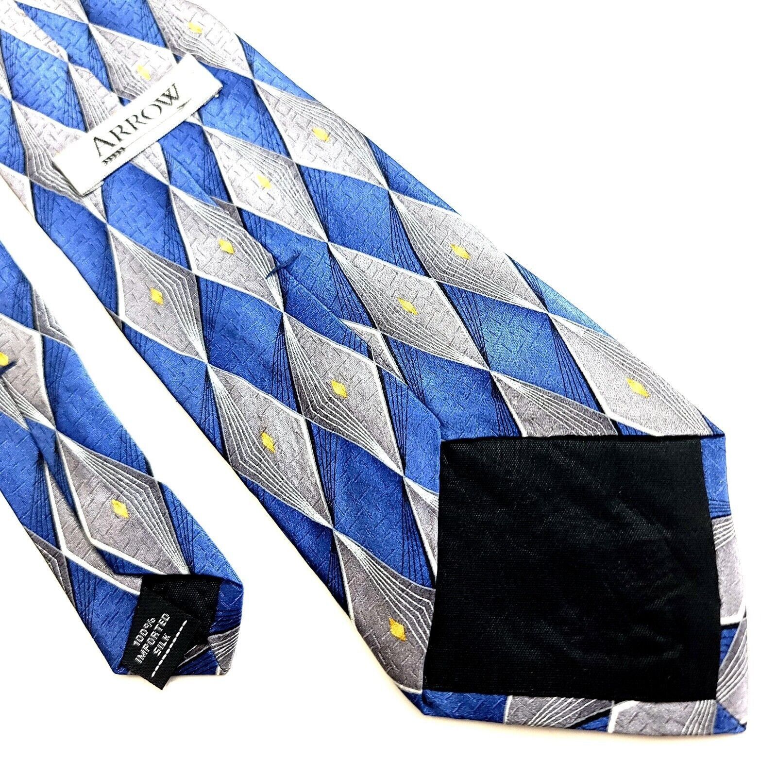 Arrow Arrow Blue Gray Geometric Jacquard Print Silk Tie Size ONE SIZE - 5 Thumbnail