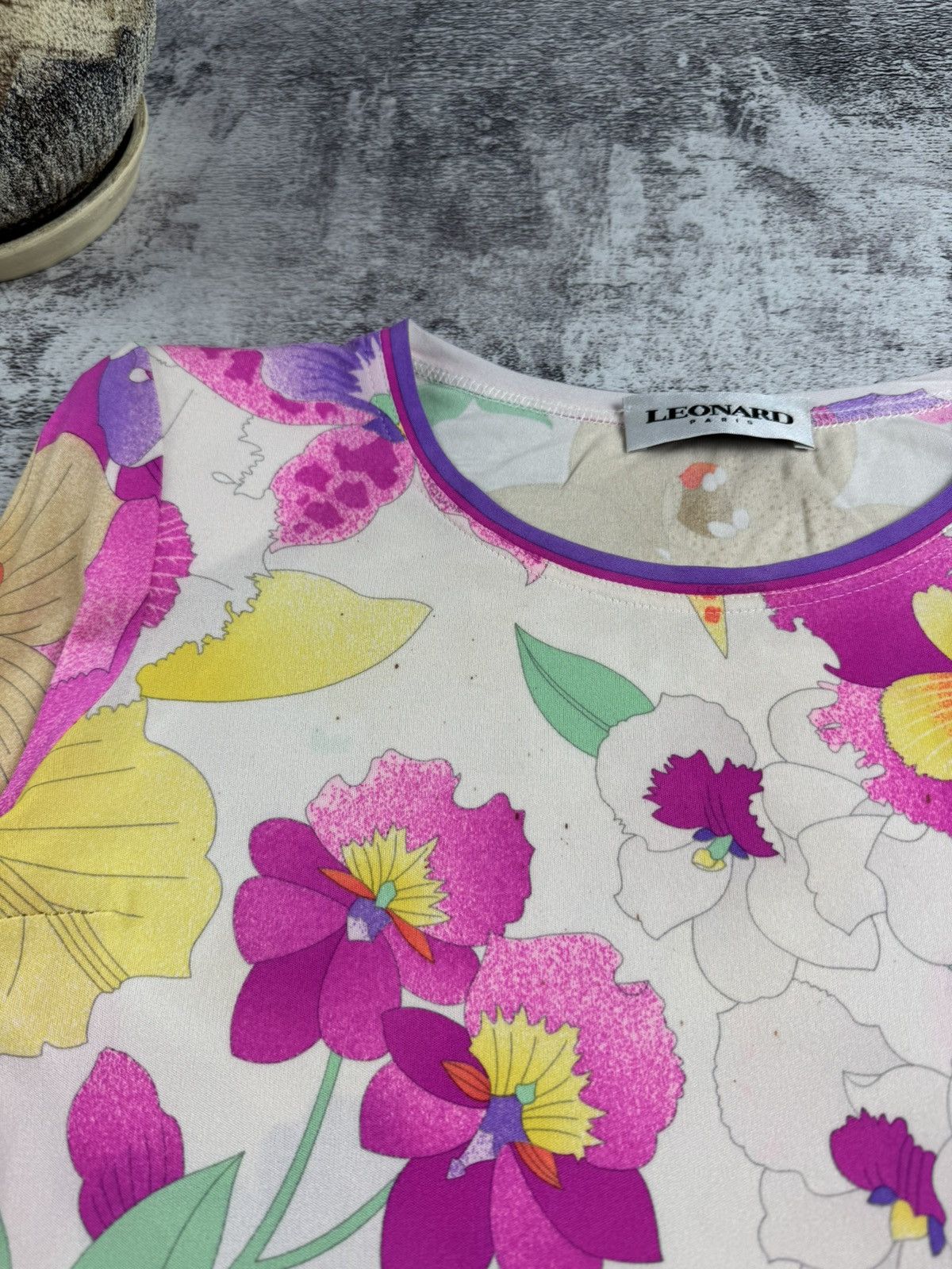 Leonard Paris × Vintage RARE Leonard Paris Floral Silk 40 Designer Tunic Dress Luxury Shirt Blouse Top Size M / US 6-8 / IT 42-44 - 15 Thumbnail
