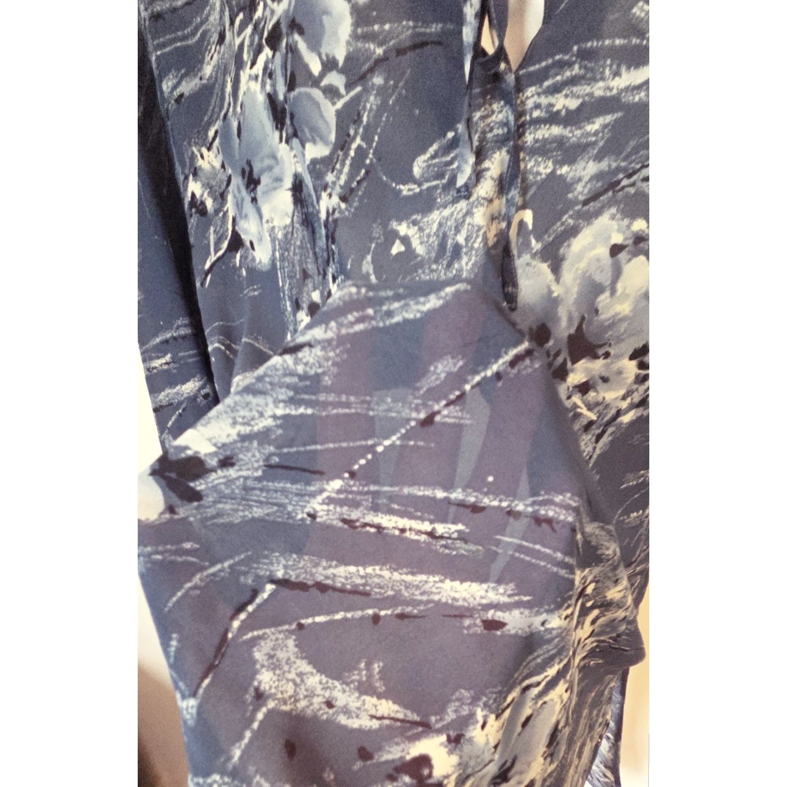 Vintage Millenium Sheer Print Asymmetrical Swimsuit Cover Up Tunic Top Blues 24 Plus Size Women Shirt Dress? Size 4XL / US 24-26 - 3 Thumbnail