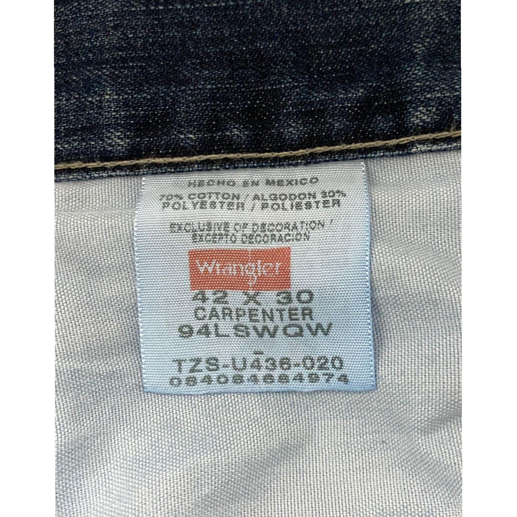 Wrangler Wrangler Carpenter Jeans Mens 42x30 Blue Denim Work Utility Pants Relaxed Jeans Size US 42 / EU 58 - 4 Thumbnail