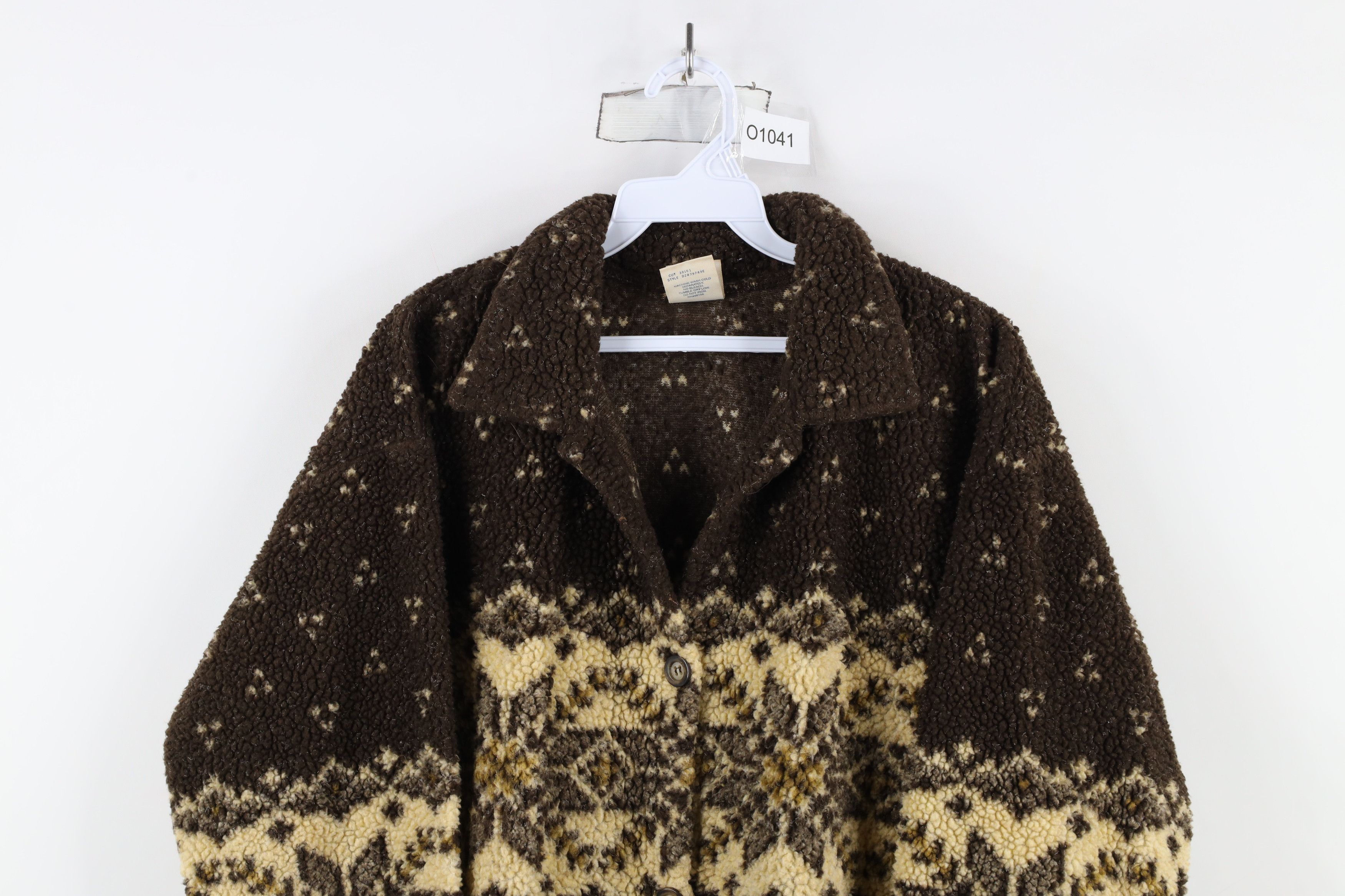 Vintage Vintage 90s Streetwear Fair Isle Deep Pile Fleece Jacket Size L / US 10 / IT 46 - 2 Thumbnail