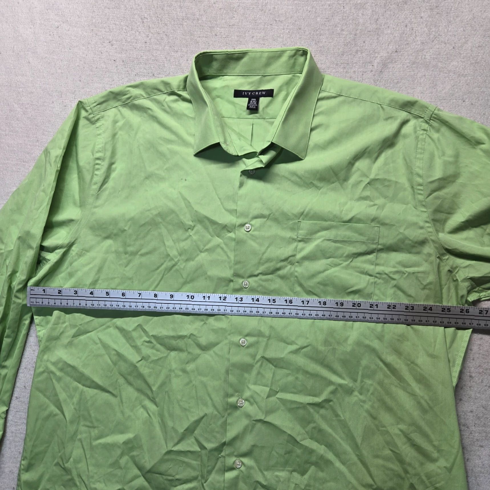Vintage Ivy Crew Solid Green Long Sleeve Button-Up Shirt Adult Men 2XL XXL Collared Shirt Green Cotton Jacket? Size US XXL / EU 58 / 5 - 4 Thumbnail