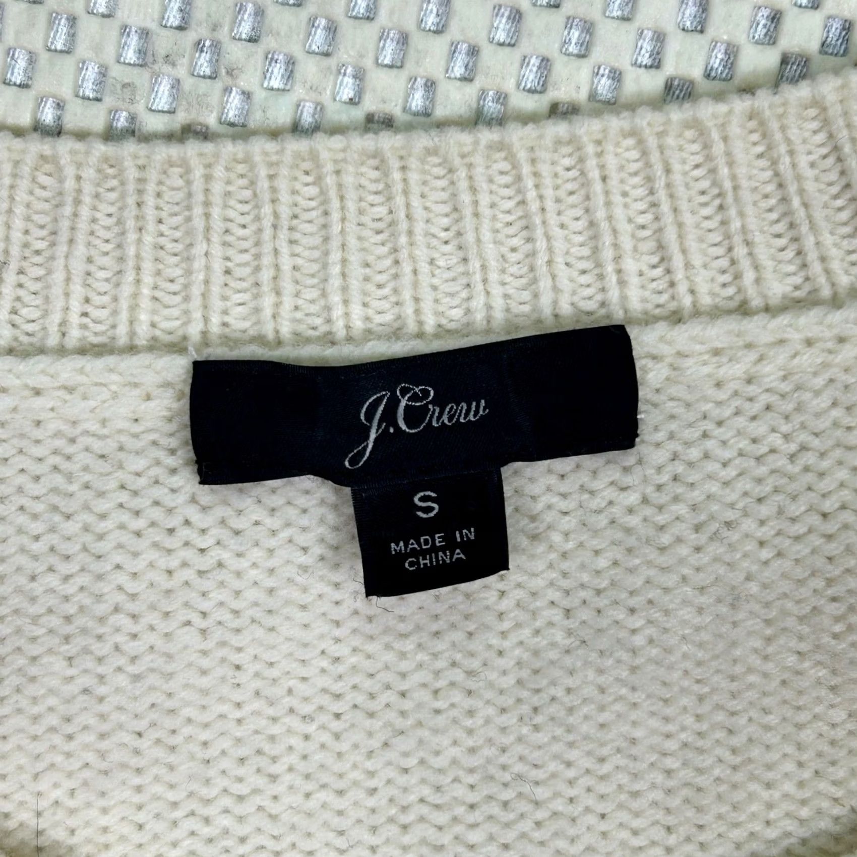 J.Crew J.CREW Sweater Womens S Ivory Striped Oversized Merino Wool Neck Pullover Size S / US 4 / IT 40 - 4 Thumbnail