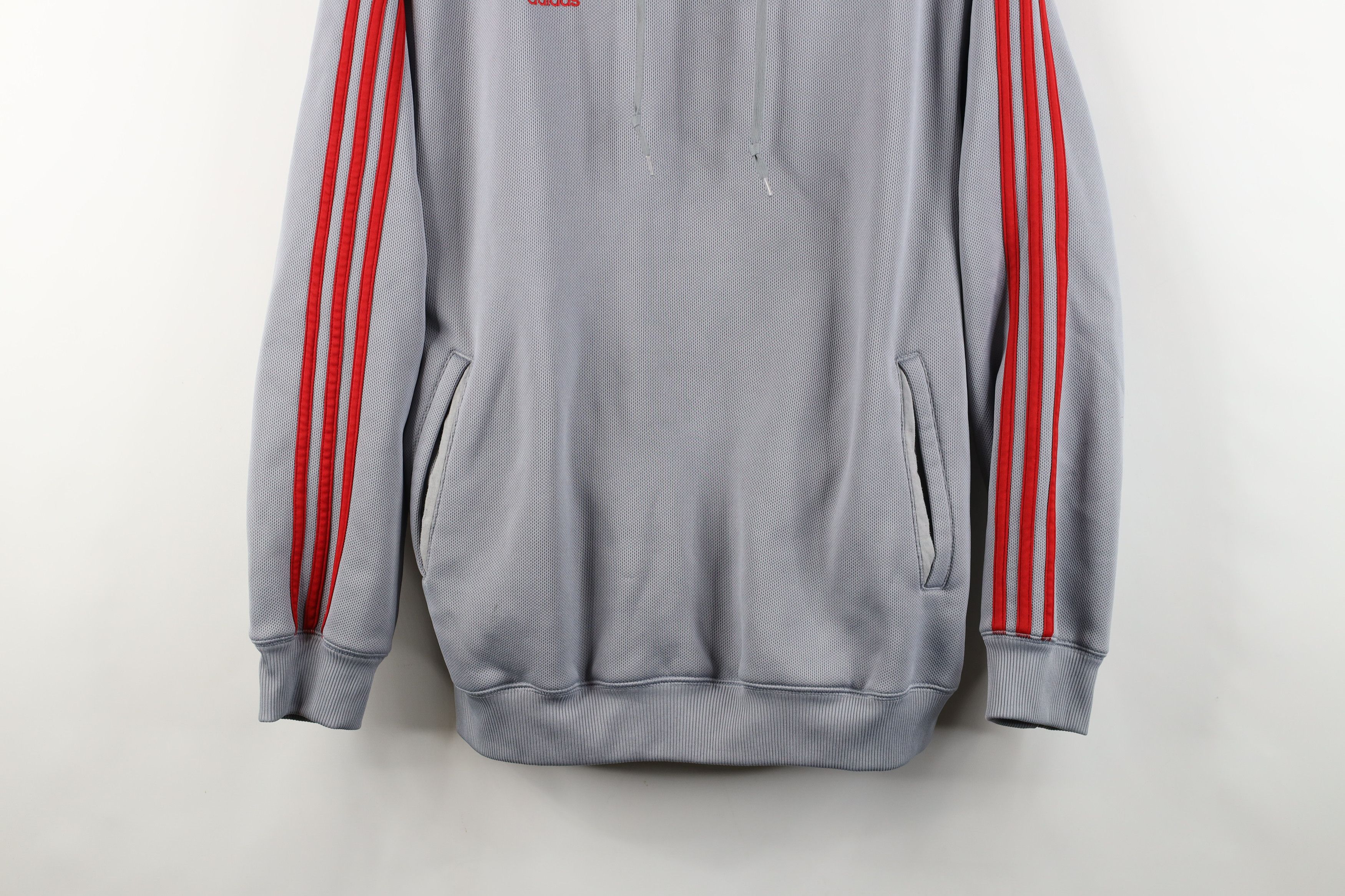 Adidas × Vintage Vintage Y2K Adidas Striped Thermal Knit Hoodie Sweatshirt Size US L / EU 52-54 / 3 - 3 Thumbnail