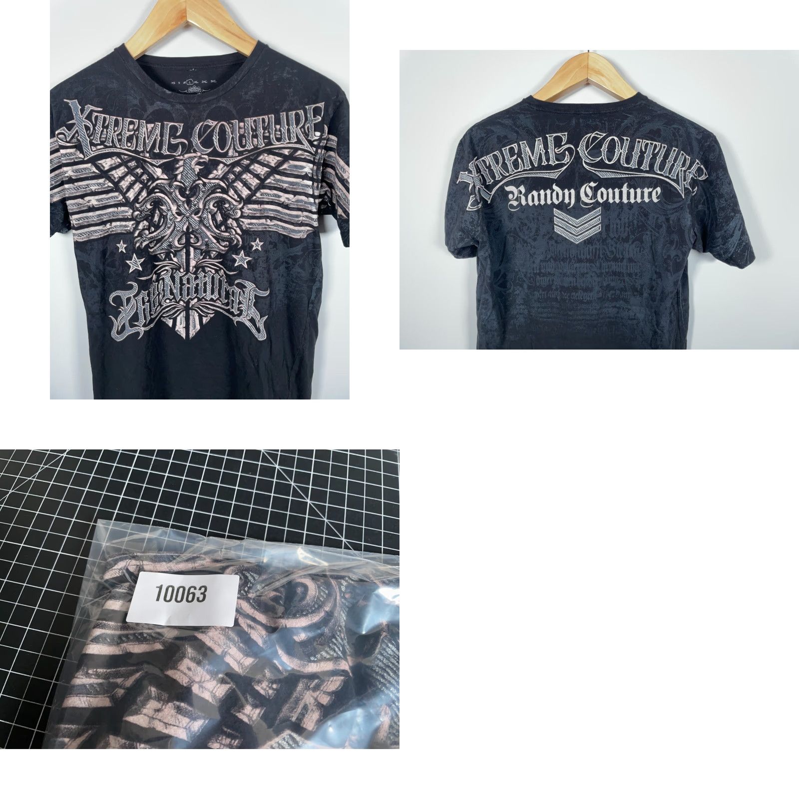 Vintage VINTAGE Xtreme Couture T-Shirt Men Slim Large Black Double-Sided Graphic Print Skull Tribal Y2K 2000s Crew Neck Short Sleeve United States 100% Cotton Size US L / EU 52-54 / 3 - 8 Thumbnail