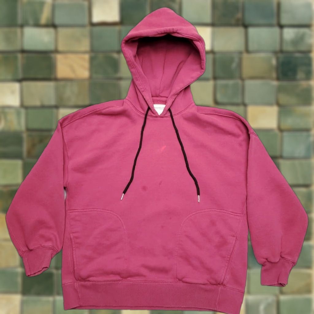 VINTAGE Abercrombie & Fitch Hoodie Mens S Pink Fleece Retro 90s USA Y2K Logo Solid Pullover Cotton Blend Long Sleeve